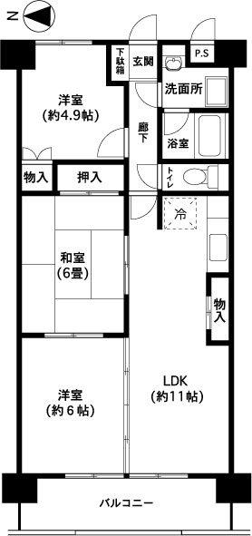 モンテベーネ(3LDK/2階)の間取り写真