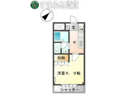 エクセルハイツ岡田(1K/1階)の間取り写真