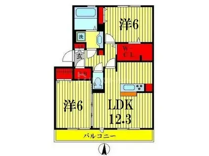 リヴェール南流山A(2LDK/2階)の間取り写真