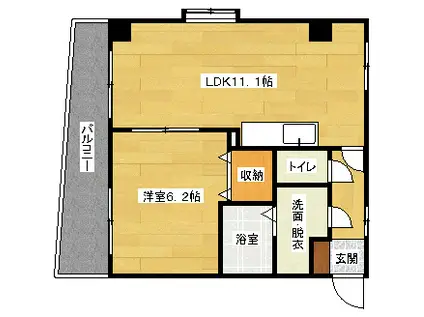 フリーシア(1LDK/4階)の間取り写真