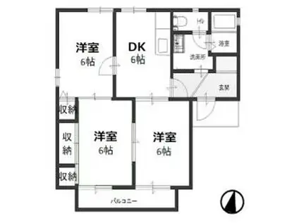 グッドハッピーハウス(3DK/2階)の間取り写真