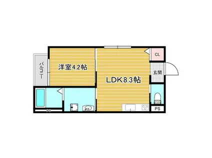 アンドキートス(1LDK/1階)の間取り写真