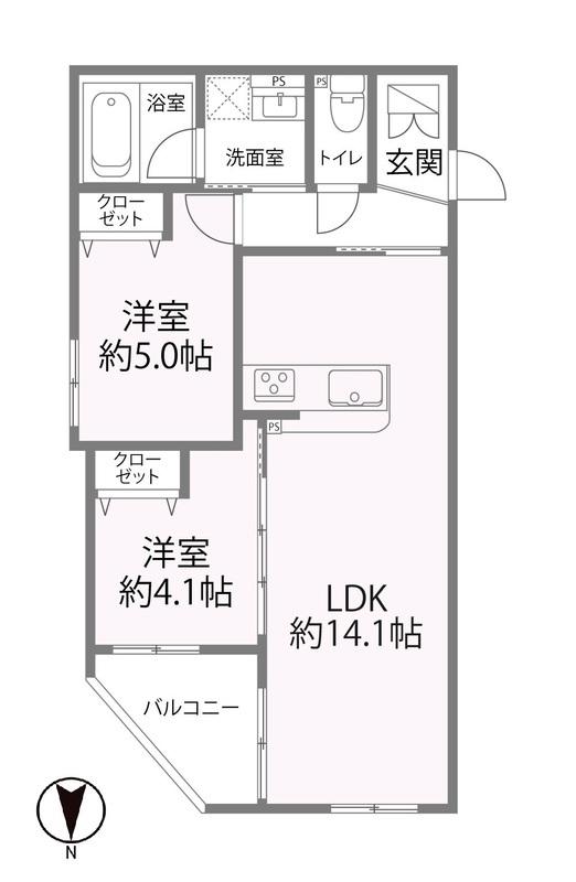 グラン今里ノース(2LDK/2階)の間取り写真