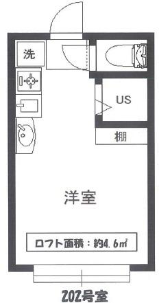 シェスタミモザ(ワンルーム/2階)の間取り写真