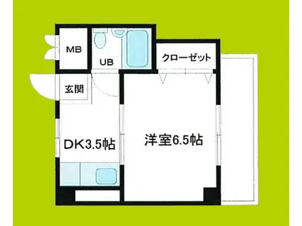 ビックヒル上町(1DK/3階)の間取り写真