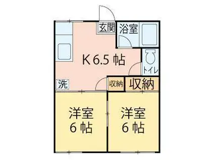 コーポウエノ(2DK/2階)の間取り写真