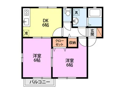パルティール(2DK/1階)の間取り写真