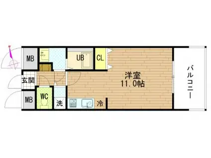 グラビスコート光町(ワンルーム/2階)の間取り写真