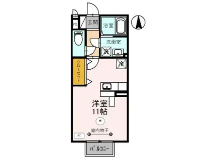 ウィル花堂(ワンルーム/2階)の間取り写真