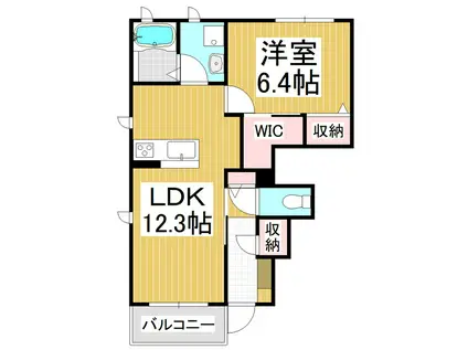 プロヌーブフィーリア(1LDK/1階)の間取り写真