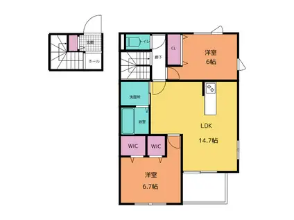 MAISONコーミ(2LDK/2階)の間取り写真