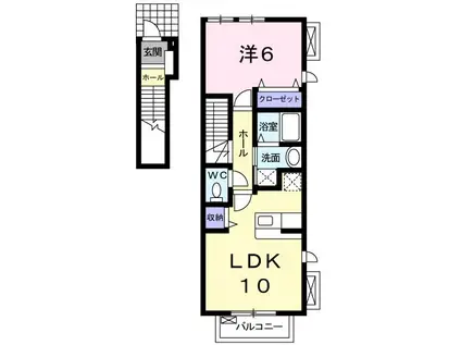 ベルメゾン・ロワールA(1LDK/2階)の間取り写真