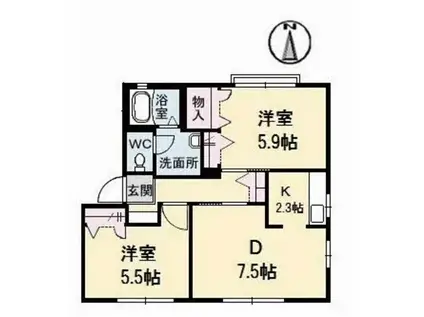 シャーメゾン・フレール(2DK/1階)の間取り写真