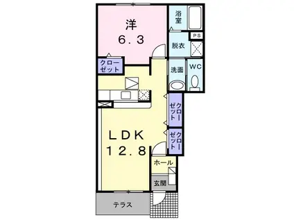 CALMHILLS2番館(2LDK/1階)の間取り写真