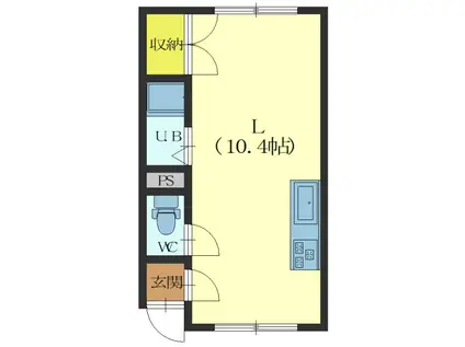ヒルトン函館(ワンルーム/2階)の間取り写真