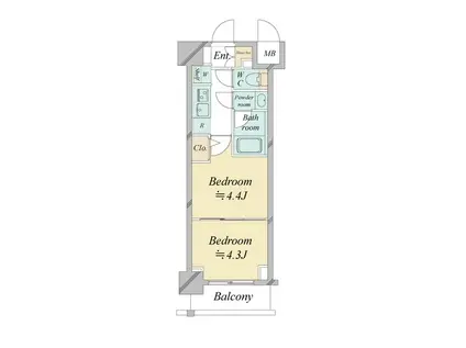 ドゥーエ新横浜(2K/8階)の間取り写真