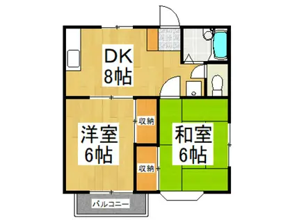 エルムハイツ(2DK/1階)の間取り写真
