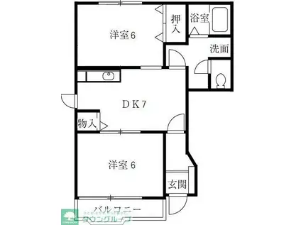 ニューアドニス(2DK/1階)の間取り写真