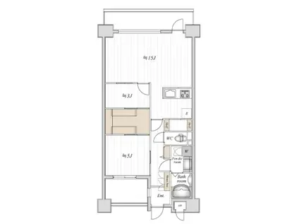 芝公園アパートメント(1SLDK/4階)の間取り写真