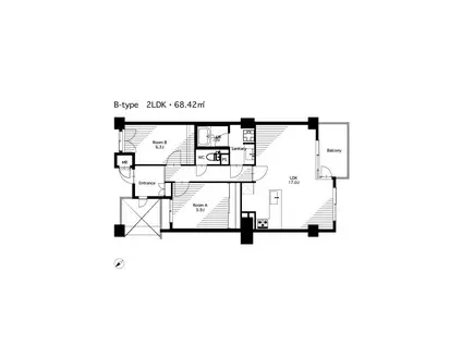 カスタネア栗平(2LDK/4階)の間取り写真