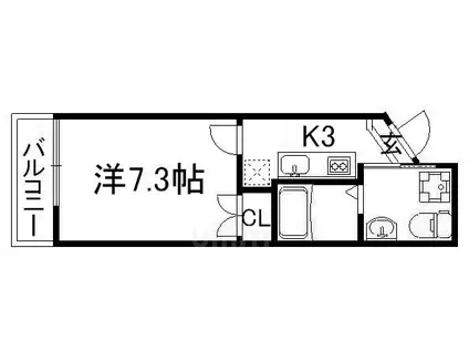ドーリアKYOTO大宮(1K/3階)の間取り写真