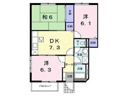 グランドゥールタクミA(3DK/1階)の間取り写真
