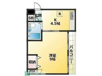 椿ビル(1K/2階)の間取り写真