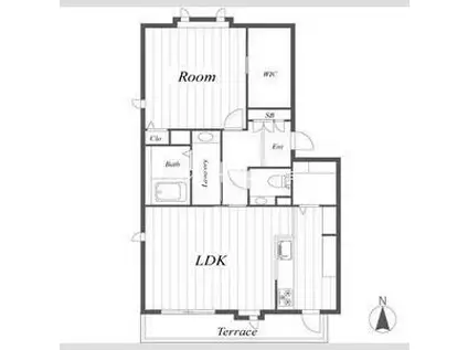 DAIKENN武庫之荘ポルタB棟(1LDK/1階)の間取り写真