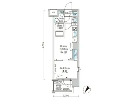 フルハウス赤羽(1DK/2階)の間取り写真