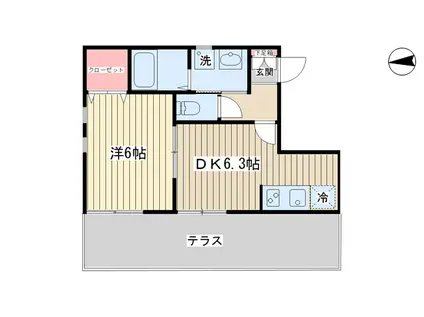 サンシャイン洗足(1DK/1階)の間取り写真