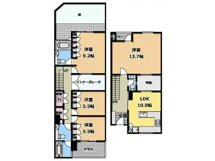 クリフサイドテラス(3SLDK/1階)の間取り写真