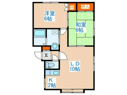 ベルハイツ南(2LDK/3階)の間取り写真