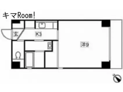 グリーンハウス(1K/3階)の間取り写真