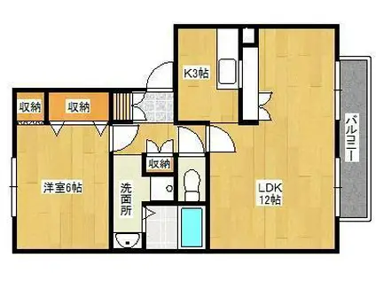 フレマリールサショウ B棟(1LDK/2階)の間取り写真