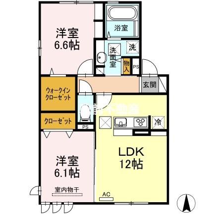 エニシャス(2LDK/1階)の間取り写真