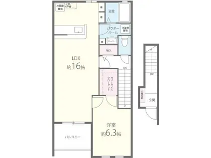グレイスアニバーサリー西館(1LDK/2階)の間取り写真