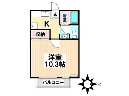 カーサセレーノ(1K/2階)の間取り写真