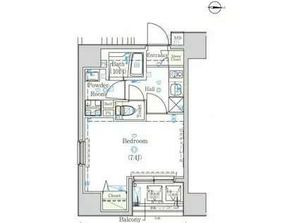 HY S上野入谷(1K/4階)の間取り写真