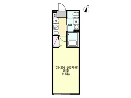 ベイルームMYNA(1K/3階)の間取り写真