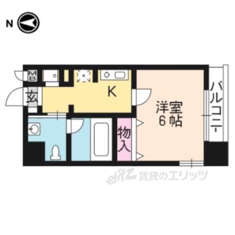 アーバンフラッツ四条西洞院(1K/12階)の間取り写真