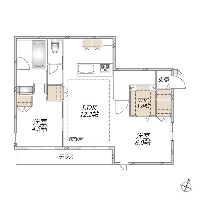 フェリス(2LDK/1階)の間取り写真