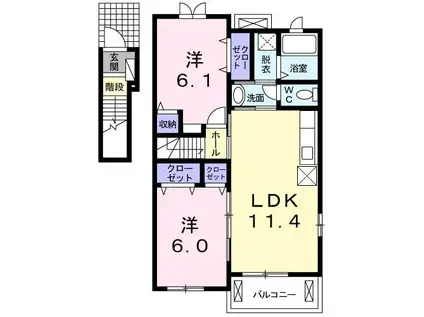 ラゴーア・アネシスV(2LDK/2階)の間取り写真