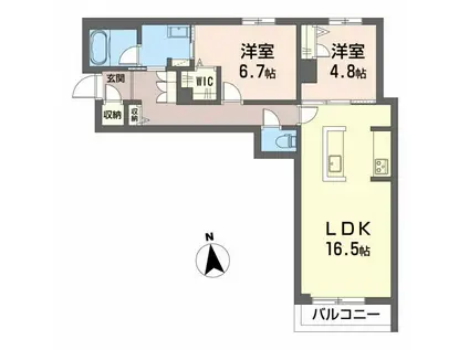 シャーメゾン蘇原新栄(2LDK/2階)の間取り写真