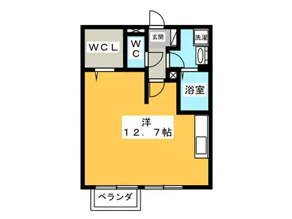 コーポ青葉(ワンルーム/2階)の間取り写真