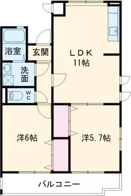 ソレアードパラシオン(2LDK/3階)の間取り写真