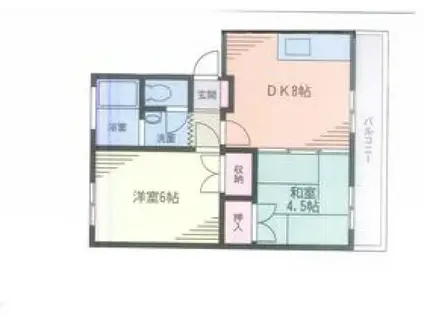 エムロード宮崎台(2DK/4階)の間取り写真