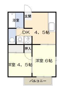 パレスT(2DK/2階)の間取り写真