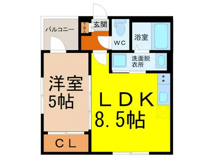 ルミナス中村(1LDK/1階)の間取り写真