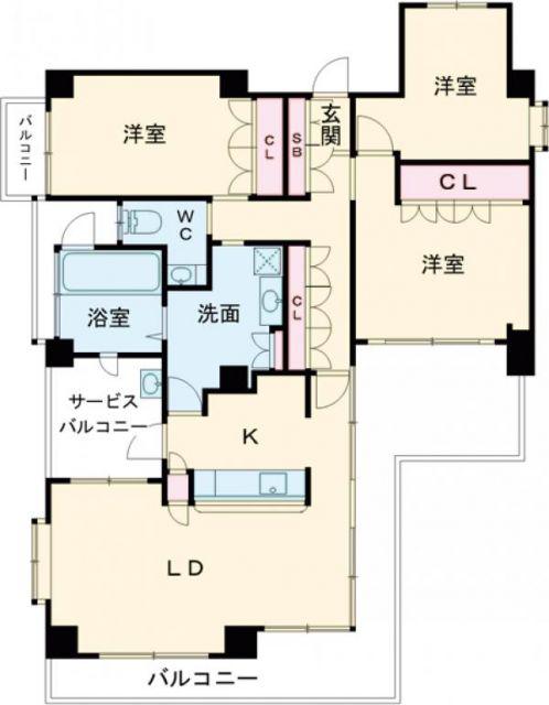 FORYOU湊川公園(3LDK/8階)の間取り写真
