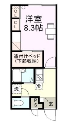 MAYLILY野中(1K/1階)の間取り写真